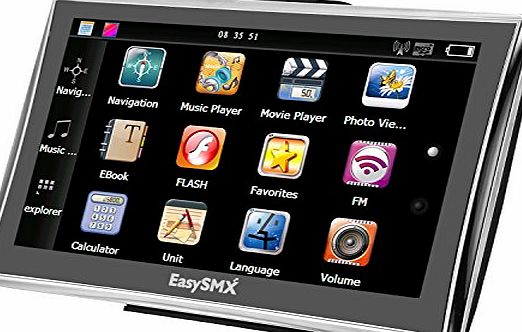 EasySMX 7 Inch 8GB TFT LCD Touch Screen SAT NAV Car GPS Navigation with UK and Full EU Maps, Free Lifetime Map Updates,Preloaded Maps Music/Movie Player Multi-language Compatible with Window XP