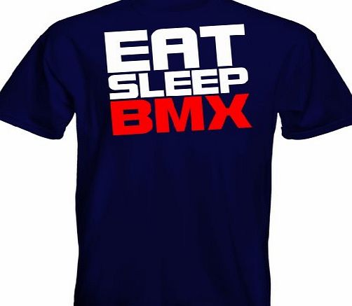 Eat Sleep Clothing By Velocitee Kids T-Shirt BMX Logo 2-Navy 14-15