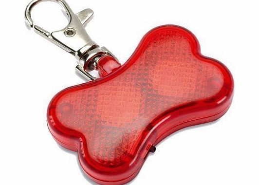 eBuy GB Flashing Red Dog Collar Clip with Light - Bone Shaped - Keep Your Dog Safe at Night