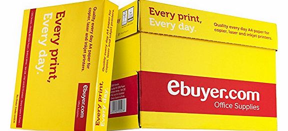 Ebuyer.com Everyday 80gsm A4 Printer Paper - 1 Box Containing 5 Reams of 500 sheets - 2500 pages total