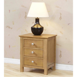Lynmouth 3 Drawer Bedside Cabinet in Solid wood with Light Oak finish