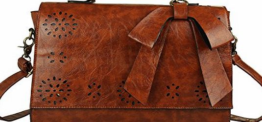 Ecosusi.Inc Ecosusi Women Large Vintage Leather Saddle Messenger Bag Top handle Briefcase Handbag Satchel (Brown)