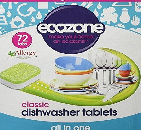 Ecozone All In One Dishwasher Tablets Classic, 72 Tablets, Mega Pack, Cuts Through Grease and Grime