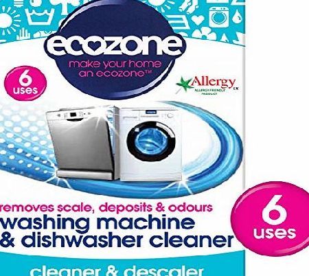 Ecozone Washing Machine and Dishwasher Cleaner x 6 (Pack of 2, Total 12 Uses)
