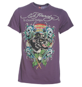 Panther Skull Waves Purple T-Shirt