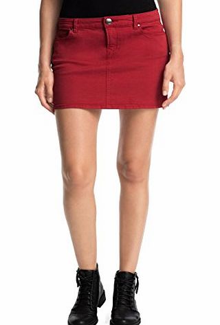 edc by Esprit  Womens mit toller Waschung Pencil Plain Skirt, Red (RIBBON RED 619), UK 14 (Manufacturer size: 40)