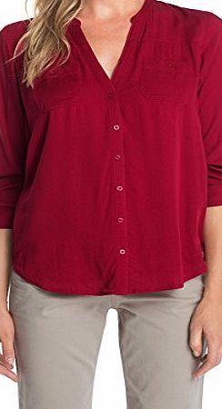 edc by Esprit Womens 084CC1F001 Regular Fit Long Sleeve Blouse, Ribbon Red, Size 12 (Manufacturer Size:Medium)