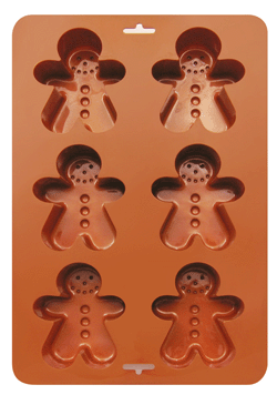 Silicone 6 Cup Gingerbread Man Muffin Pan -