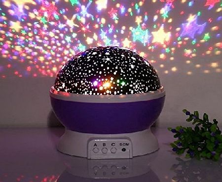 edealing TM) Romantic Led Night Lamp Rotating Starry Star Moon Sky Rotation Night Lighting Projector Lamp Sleeping Lights For Kids Usb Charging (Purple)