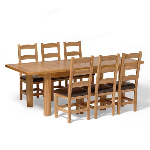 Large Oak Dining Set with 6 Amish Chairs 317.222