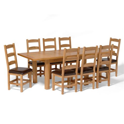 Large Oak Dining Set with 8 Amish Chairs 317.217