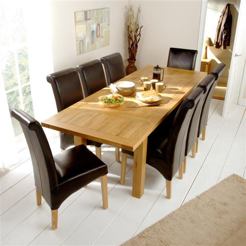 Large Oak Dining Set with 8 Leather Chairs 317.216