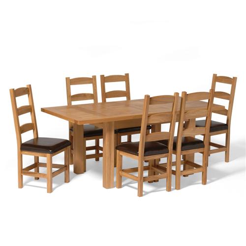 Small Oak Dining Set with 6 Amish Chairs 317.226
