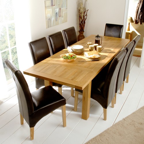 Eden Dining Furniture Solid Oak Large Dining Set with 8 Chairs 317.213