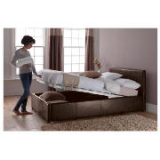 Faux Leather Small Double Ottoman Bed, Brown