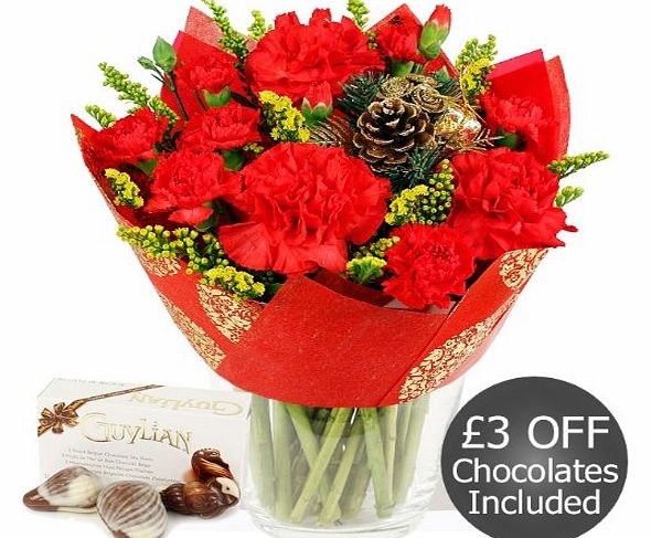 Eden4flowers.co.uk Eden4flowers Christmas Flowers Delivered - Simply Christmas Red with Chocolates