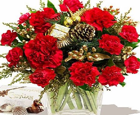 Eden4flowers SIMPLY CHRISTMAS RED BOUQUET amp; CHOCOLATES - Christmas Flowers amp; Bouquets by Eden4flowers