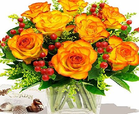 Eden4flowers TUSCANY BOUQUET OF ORANGE ROSES amp; CHOCOLATES - Birthday Flowers Thank You and Anniversary Bouquets by Eden4flowers