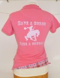 Edward Sinclair Checkers polo shirt Fuchsia Size M(12) Save a horse ride a cowboy