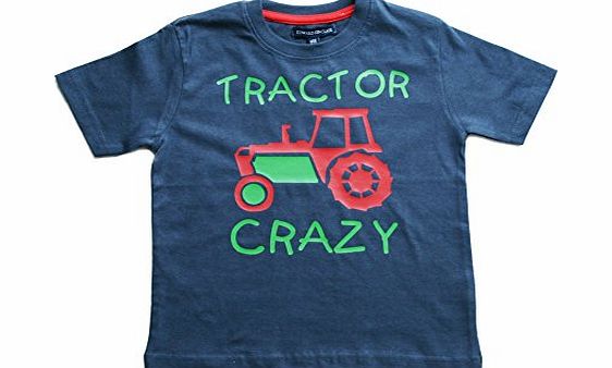 Edward Sinclair TRACTOR CRAZY 3-4 years Navy T-shirt with Green and Red print