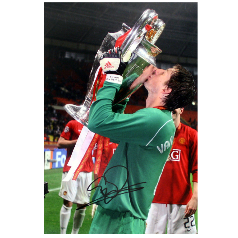 edwin Van Der Sar Signed Manchester United Photo: Kissing The European Cup