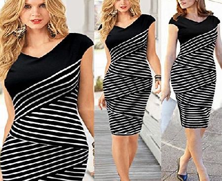 EFE Womens Striped Party Wear To Work Business Cocktail Sheath Bodycon Pencil Dress UK 8