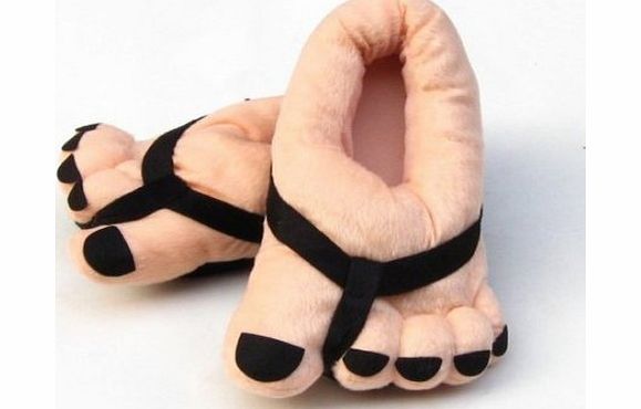 eforlife  Funny Winter Toe Big Feet Warm Soft Plush Slippers Novelty Gift Adult Shoes (Black)