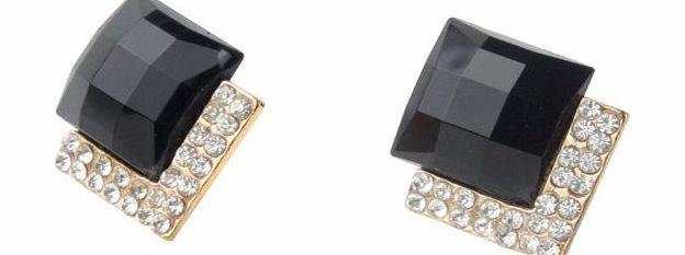 TM) 1 Pair Black Vintage Luxury Gemstone Imitation Diamond Earrings Stud Earring +eFutures nice Keyring
