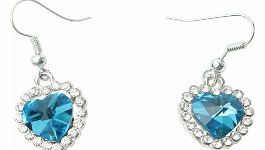 TM) 1 Pair Crystal Love Heart Of The Ocean Titanic Earrings For Woman +eFutures nice Keyring