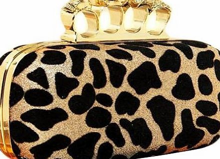 eFuture TM) Gold amp; Black Fashion Women Skull Rings Classic Leopard Point Clutch Bag / Handbag  eFutures nice Keyring