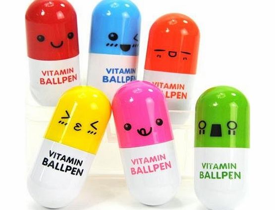eFuture TM) Retractable Cute Expressions Vitamin Capsule Pill Shaped Ballpoint/Pen  eFutures nice Keyring