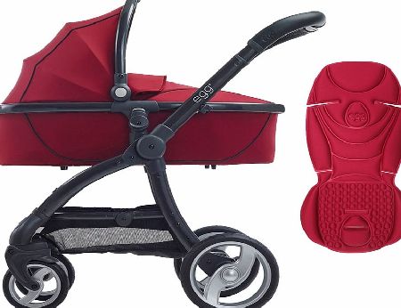 egg Pram Gunmetal/Berry Red With Chilli Red Seat