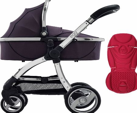 egg Pram Mirror/Storm Grey With Chilli Red Seat