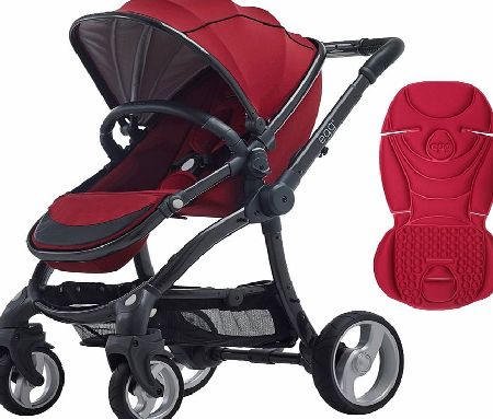 egg Stroller Gunmetal/Berry Red With Chilli Red