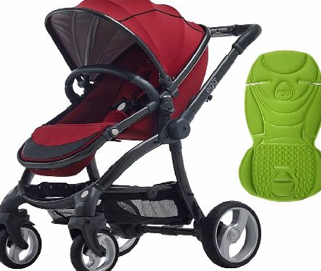 egg Stroller Gunmetal/Berry Red With Key Lime