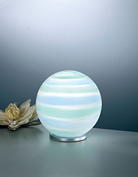 Colore Modern Globe Shaped Glass Table Lamp With A Green And Blue Colour Effect