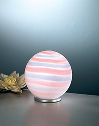 Colore Modern Globe Shaped Glass Table Lamp With A Red And Blue Colour Effect