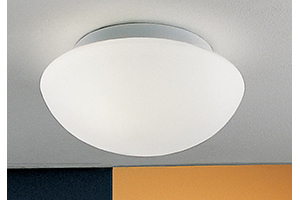 Ella Modern Round Ceiling Light In Grey Metal With A White Glass Shade