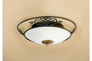 Eglo Lighting Mestre Traditional Antique Brown And Gold Ceiling Light With White Glass Shade