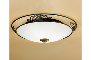 Mestre Traditional Round Antique Brown And Gold Ceiling Light