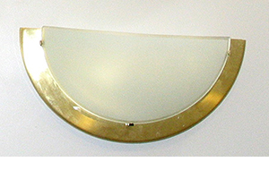 Eglo Lighting Planet Modern Half Moon Wall Light In Brass With A White Glass Shade