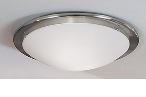 Planet Modern Nickel Ceiling Light With A White Glass Shade