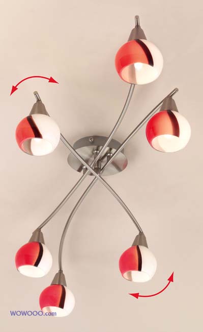 Lucia Red- White- Black Ceiling Light - 6 lamp