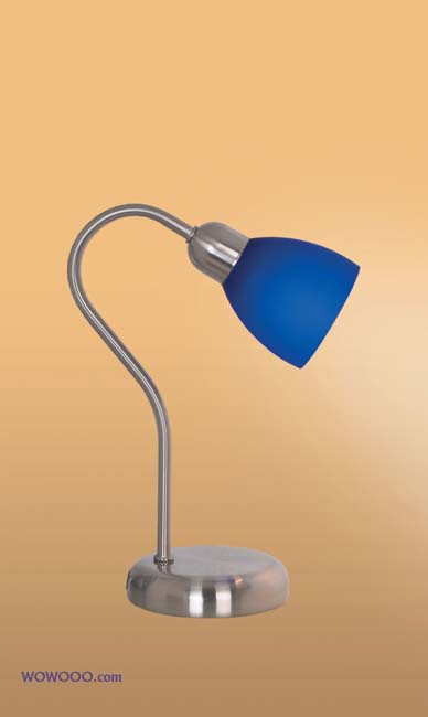EGLO Tango 3 desk lamp- nickel & blue glass