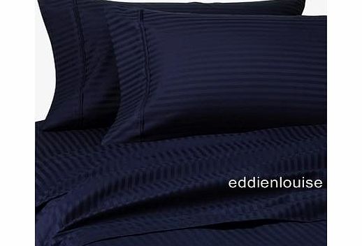 Egyptian Bedding 1200 Thread Count Egyptian Cotton 1200TC Duvet Cover Set, King , Navy Stripe