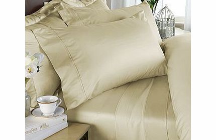 Egyptian Bedding 1200 Thread-Count, Queen Pillow Cases, Ivory Solid, Set Of 2