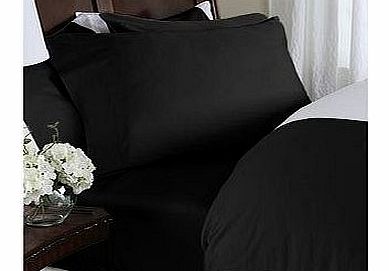 Egyptian Bedding 600 Thread-Count, Queen Pillow Cases,Black Solid, Set Of 2