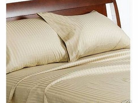 Egyptian Bedding 7Pc King Beige Stripe 1500 Thread Count Egyptian Cotton Set - Includes Sheet Set 