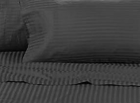 Egyptian Cotton Factory Store Luxurious Seven (7) Piece Set, Black Damask Stripe, Queen Size, 4Pc Bed Sheet Set 
