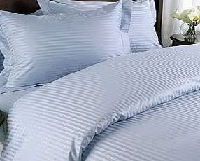 Luxurious Seven (7) Piece Set, Blue Damask Stripe, Queen Size, 4Pc Bed Sheet Set & 3Pc Duvet Set, 1500 Thread Count Ultra Soft Single-Ply 100% Egyptian Cotton, 1500Tc